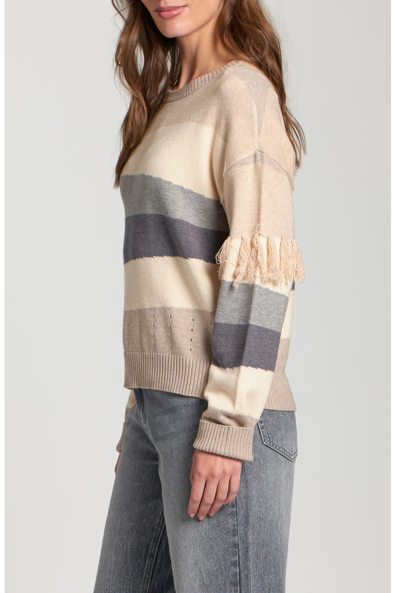 Fringe Detail Colorblock Sweater, Alternate, color, BEIGE