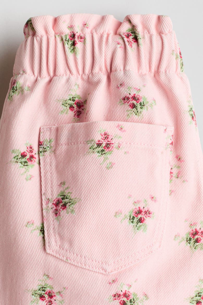 Twill Paper Bag Shorts, Alternate, color, Light pink/floral