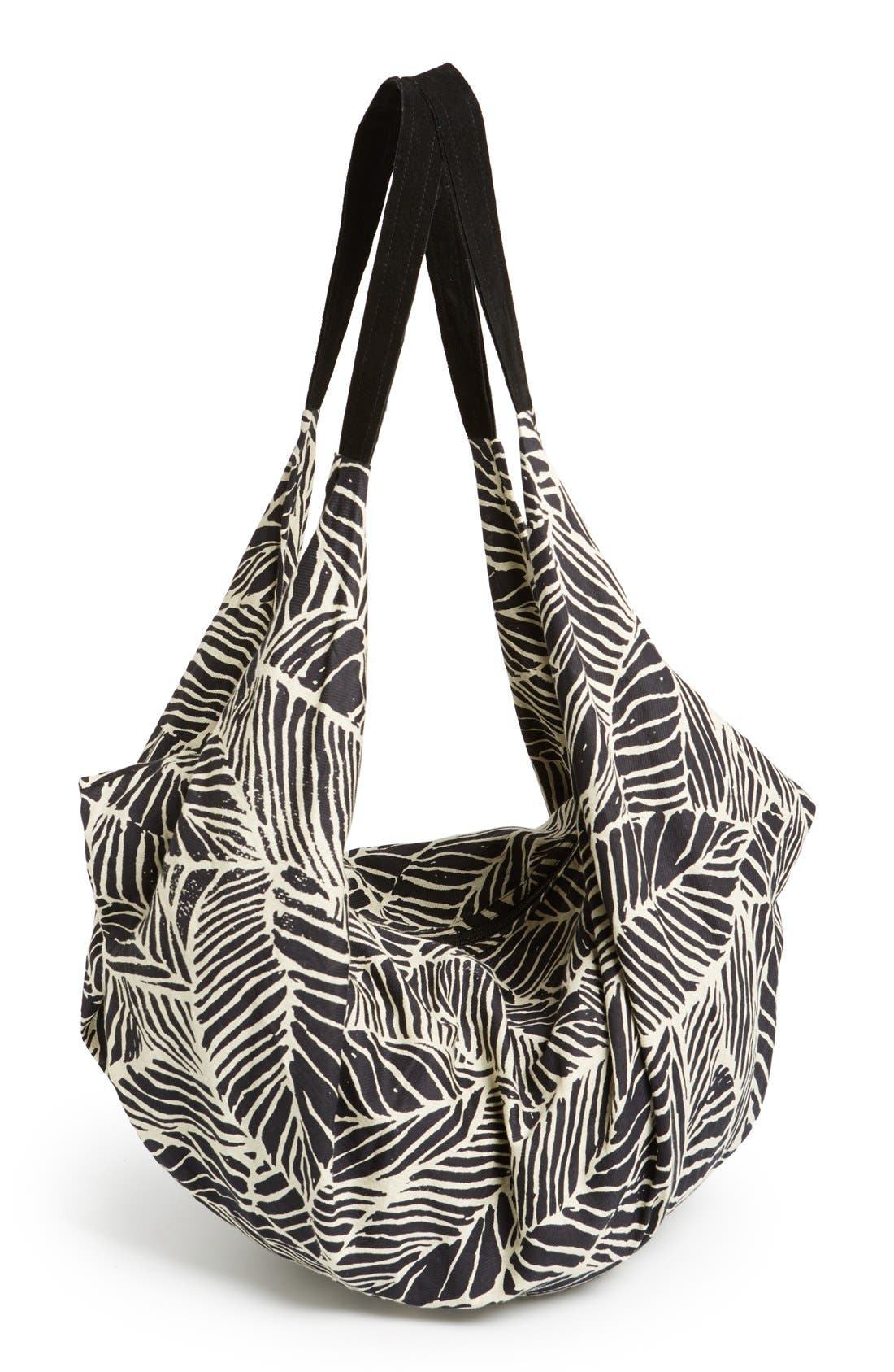 'Mixed Signals' Print Slouchy Tote, Main, color, BLACK/ WHITE