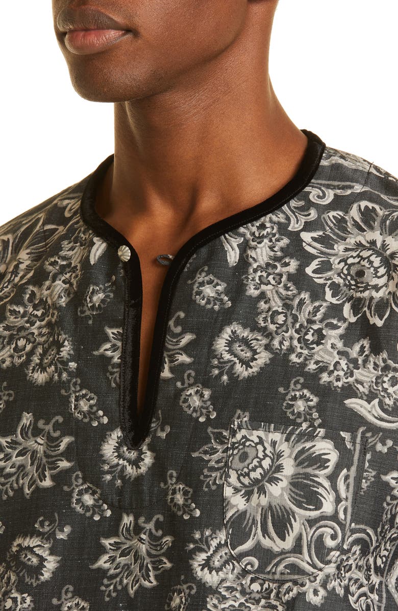 VISVIM Floral Wool & Linen Pullover Tunic, Alternate, color, 