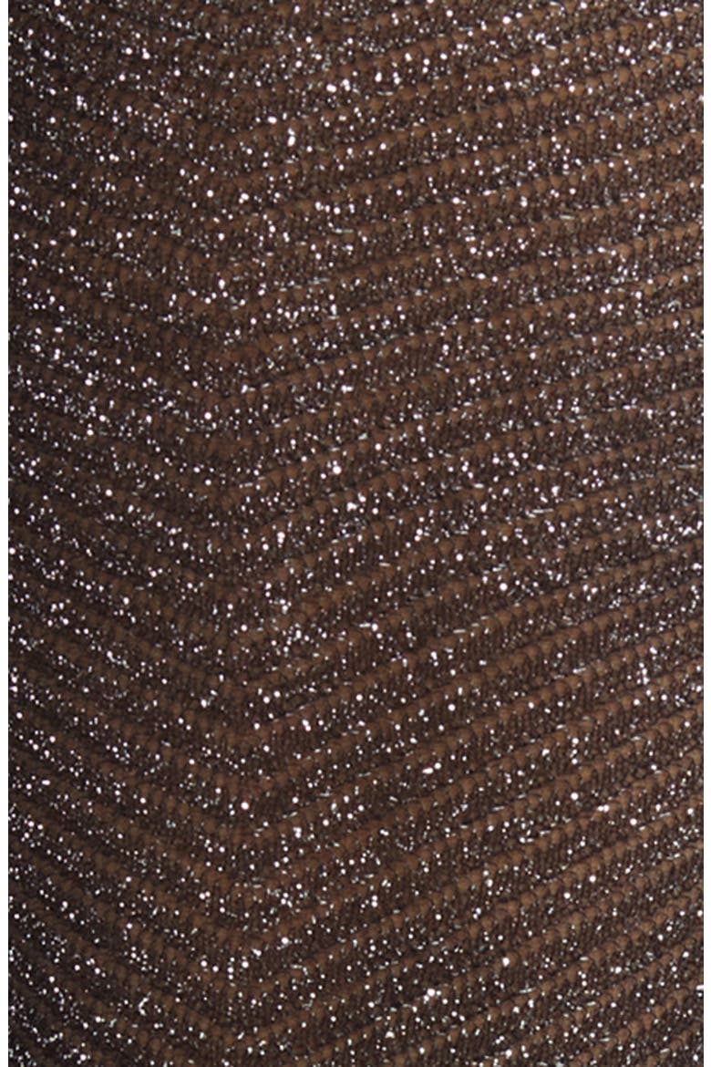 Herringbone Metallic Knee High Socks, Alternate, color, GUNMETAL