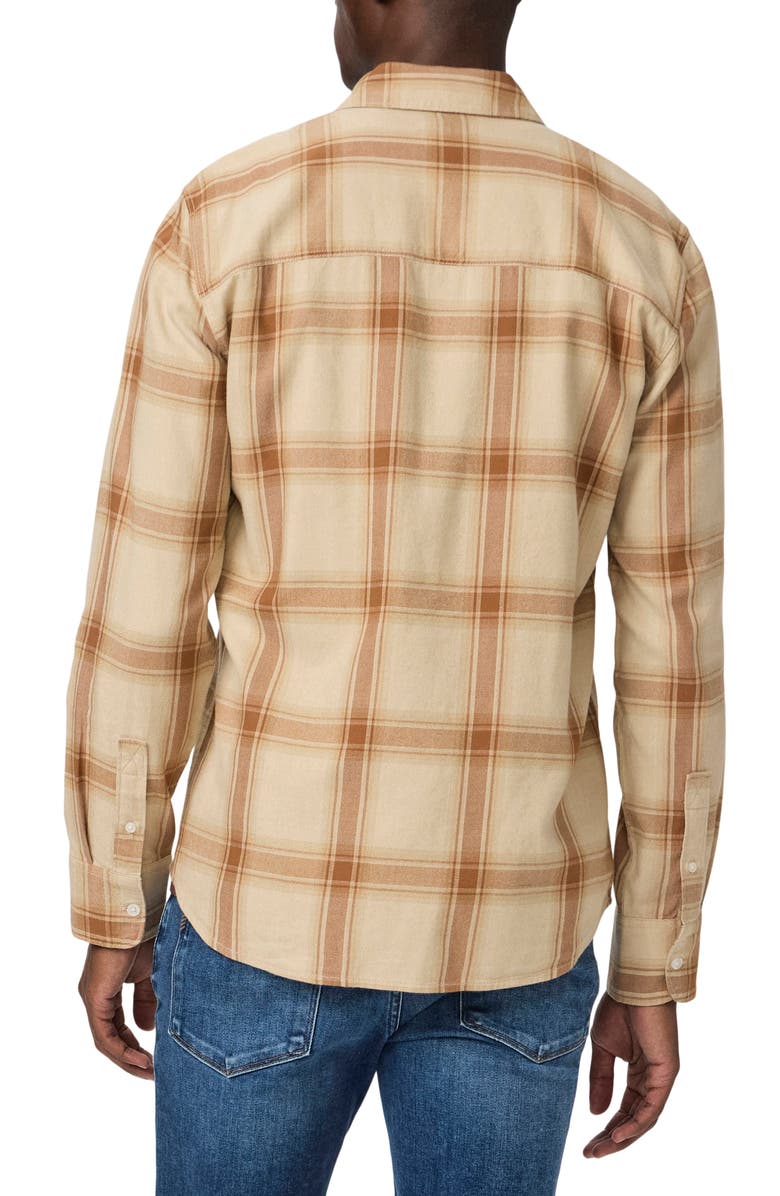 PAIGE Everett Plaid Flannel Button-Up Shirt, Alternate, color, Almond Dune