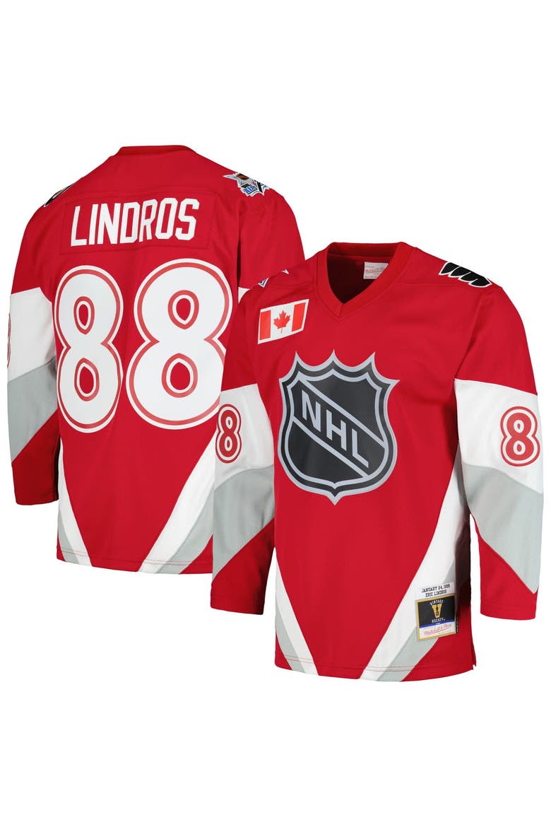 Men's Mitchell & Ness Eric Lindros Scarlet  1999 NHL All-Star Game Blue Line Player Jersey, Main, color, Scarlet