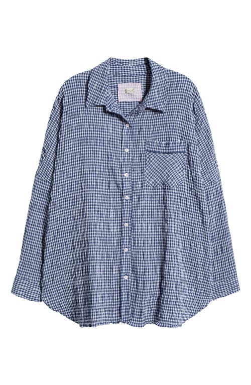 Free People Cloud Ten Seersucker Pajama Shirt In Navy Combo