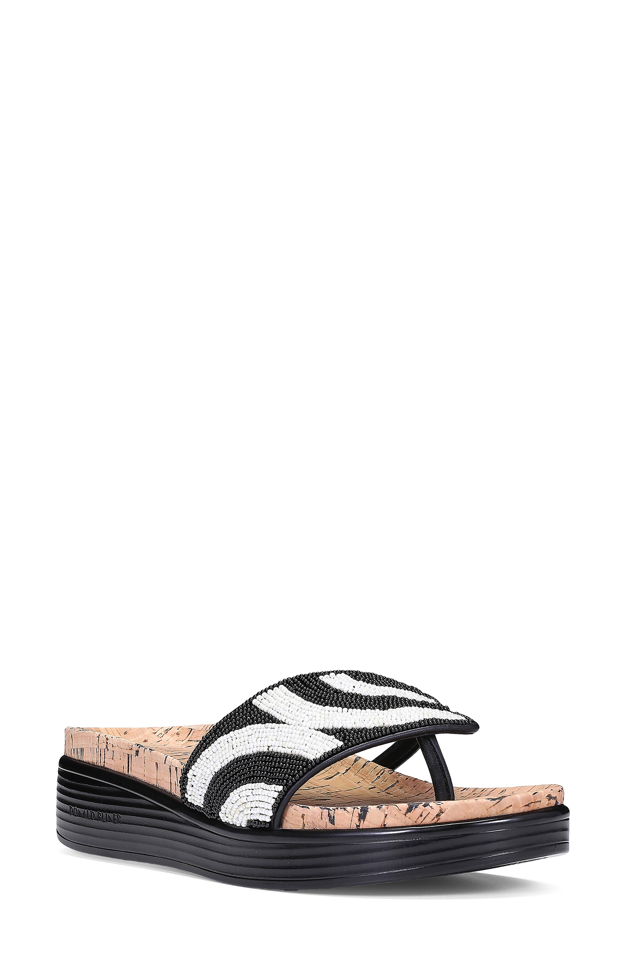 Fifi Low Wedge Flip Flop, Main, color, BLACK/ IVORY