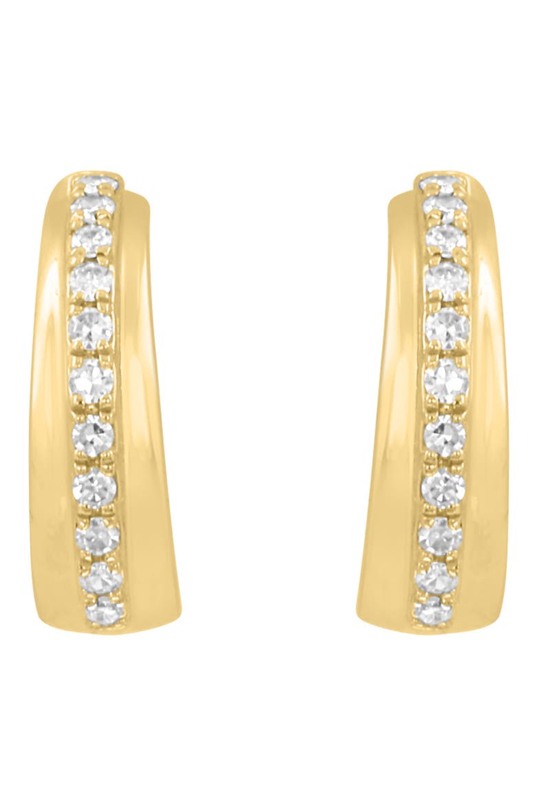14K Gold Plated Sterling Silver Diamond Hoop Earrings, Alternate, color, GOLD