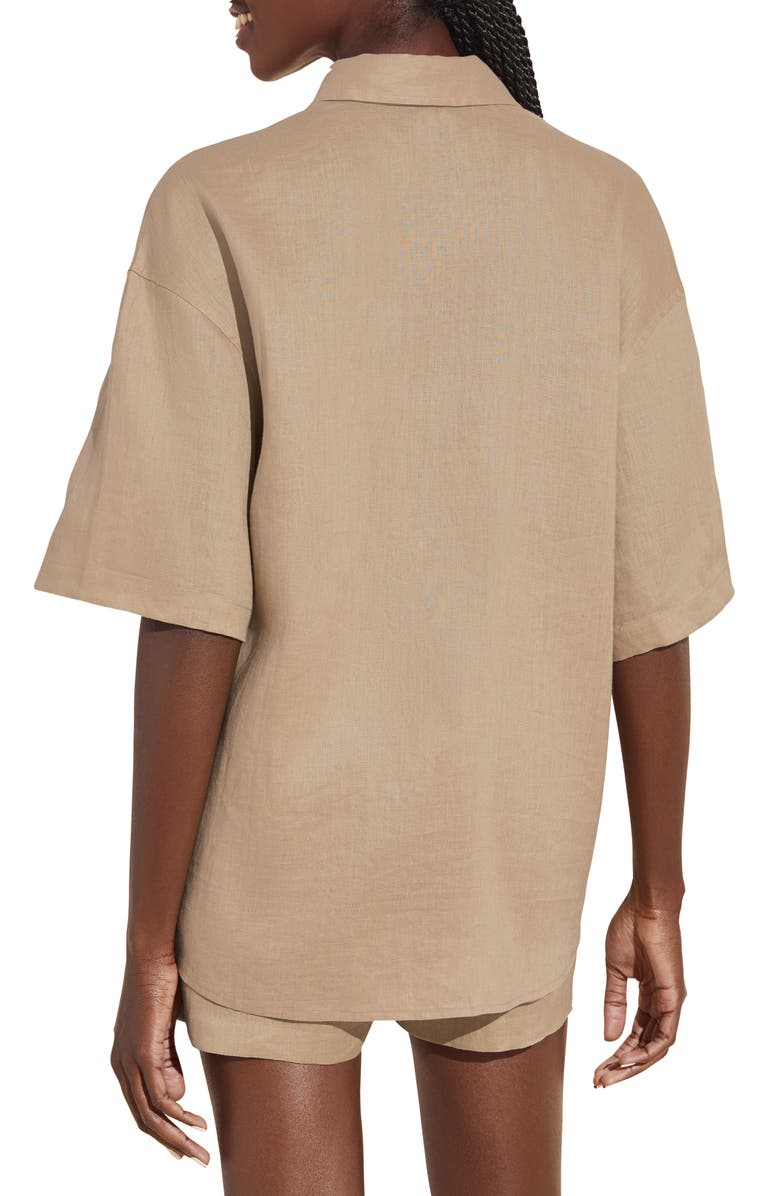 Eberjey 3-Piece Solid Linen Short Pajamas, Alternate, color, 