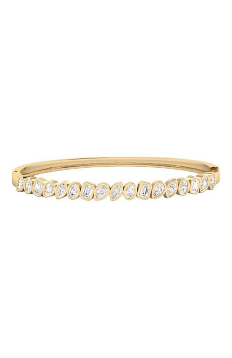 Multi-Shape Angled Bezel Lab Diamond Bangle in 14K Gold