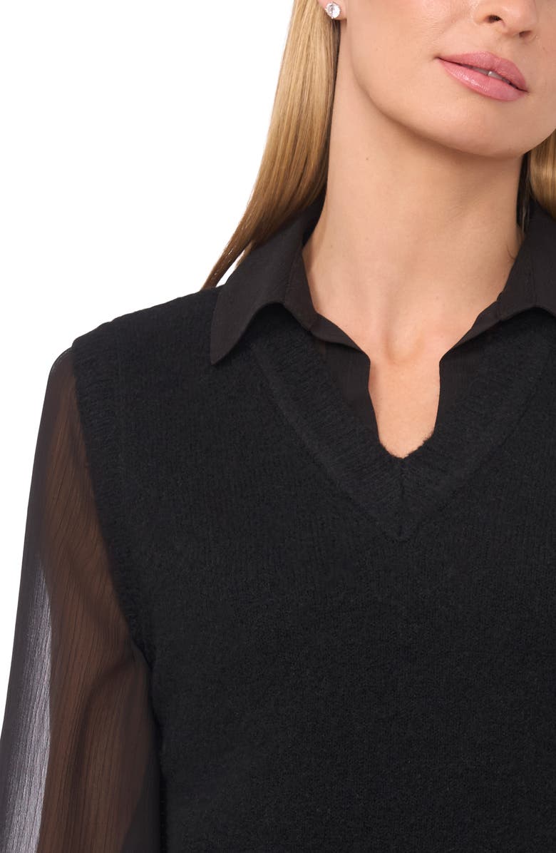 Halogen<sup>®</sup> Illusion Two-Piece Sweater Vest Top, Alternate, color, Rich Black