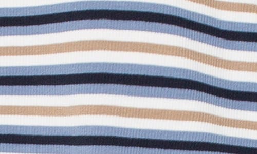 Liverpool Los Angeles Stripe Collared Rib Henley Top In Blue