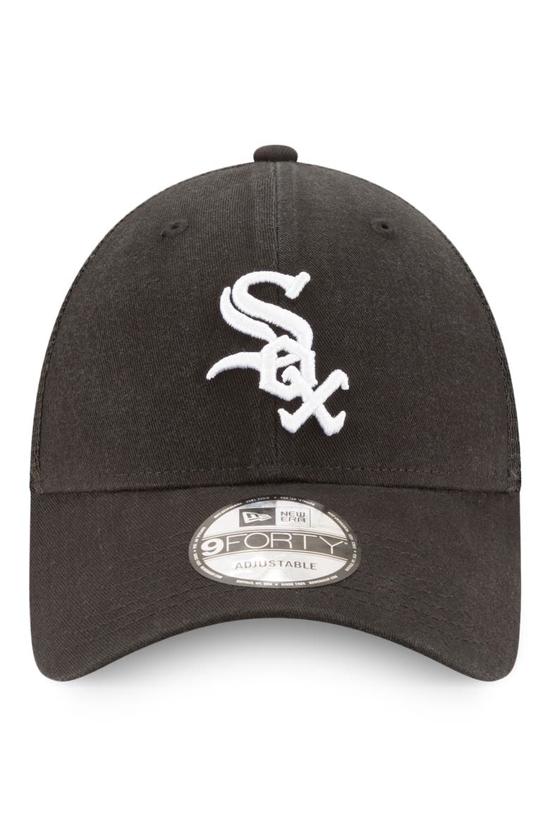 Men's New Era Black Chicago White Sox Trucker 9FORTY Adjustable Snapback Hat, Alternate, color, BLACK