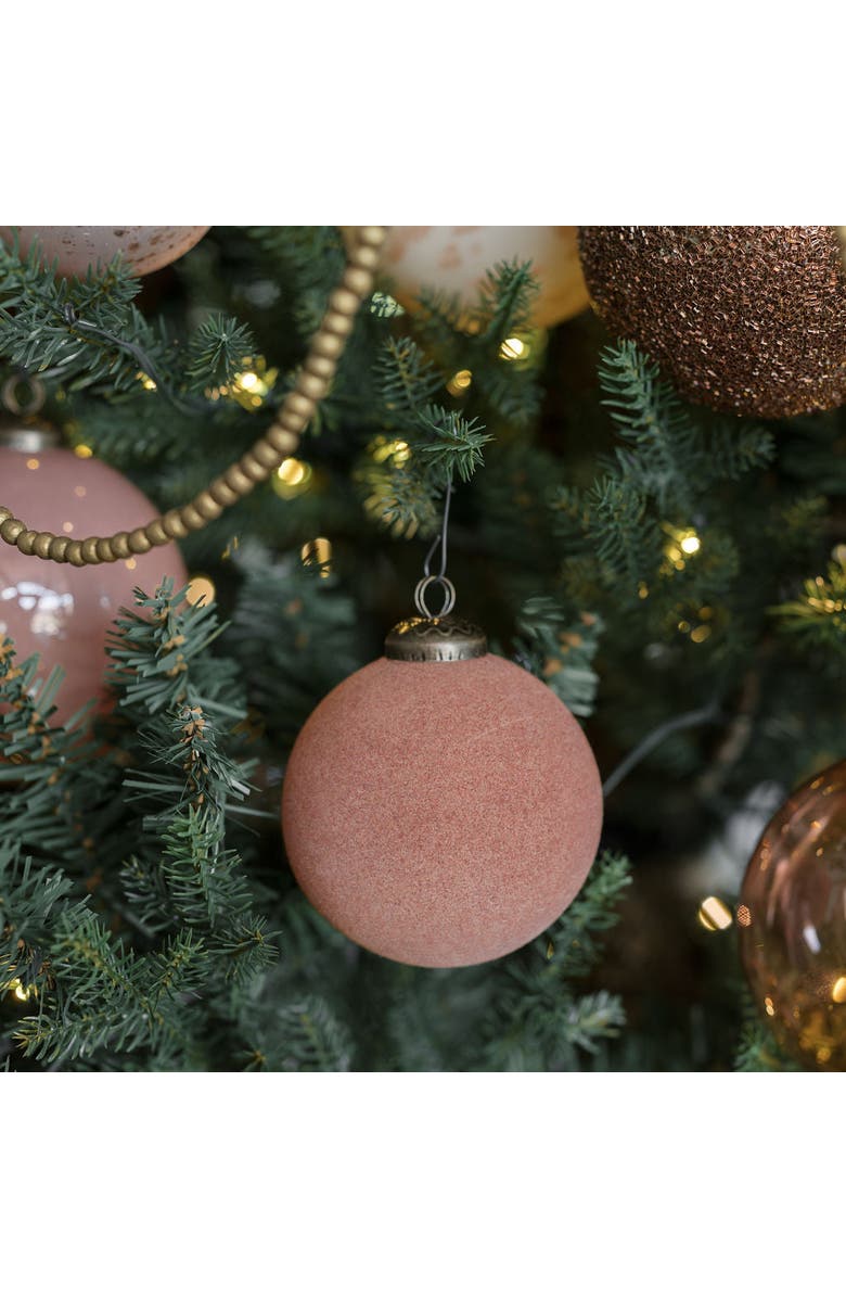 CG Hunter 3" Flocked Vintage Rose Glass Ornament, Alternate, color, 