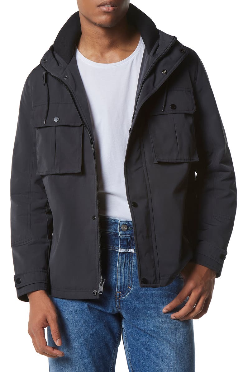 Andrew Marc Marc New York Zenith Hooded Shirt Jacket, Main, color, 