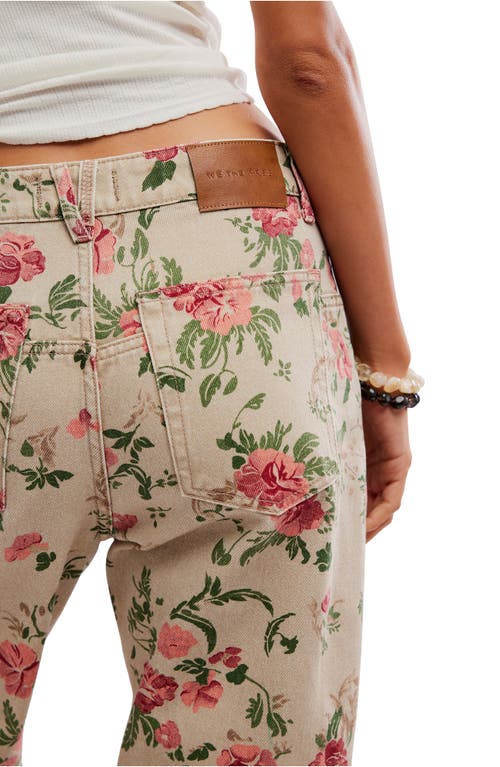 Free People Deep Trance Floral Wide Leg Ankle Jeans In Multi