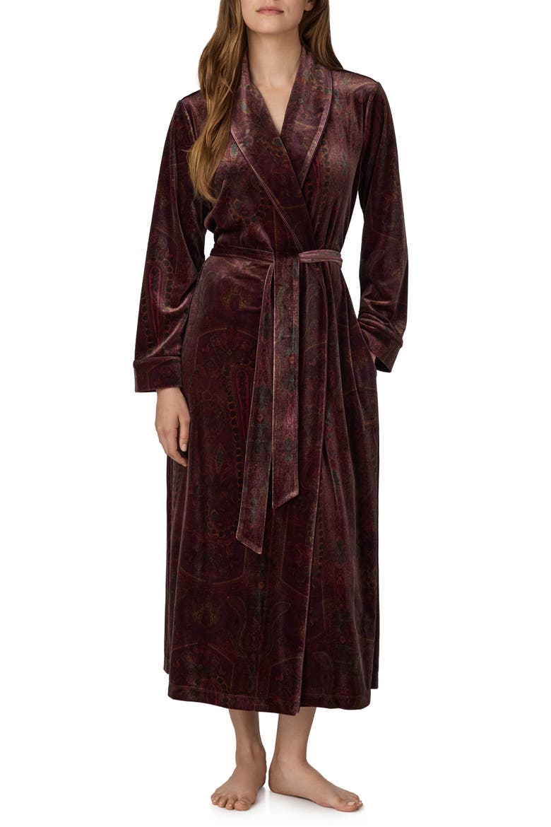 Shawl Collar Long Robe, Main, color, RED PRINT