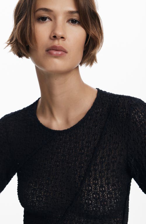 Desigual Stretch Lace T-shirt Long Sleeve T-shirt In Black