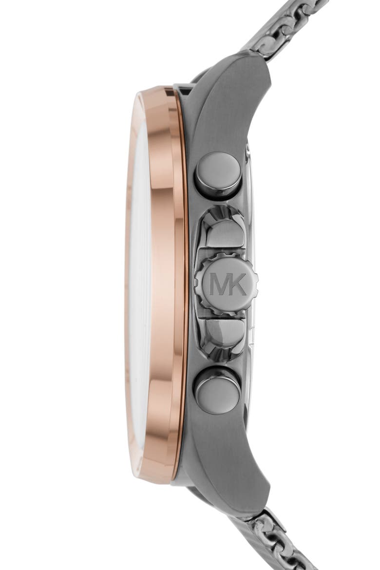 MICHAEL Michael Kors Brecken Chronograph Mesh Strap Watch, 45mm, Alternate, color, GUNMETAL