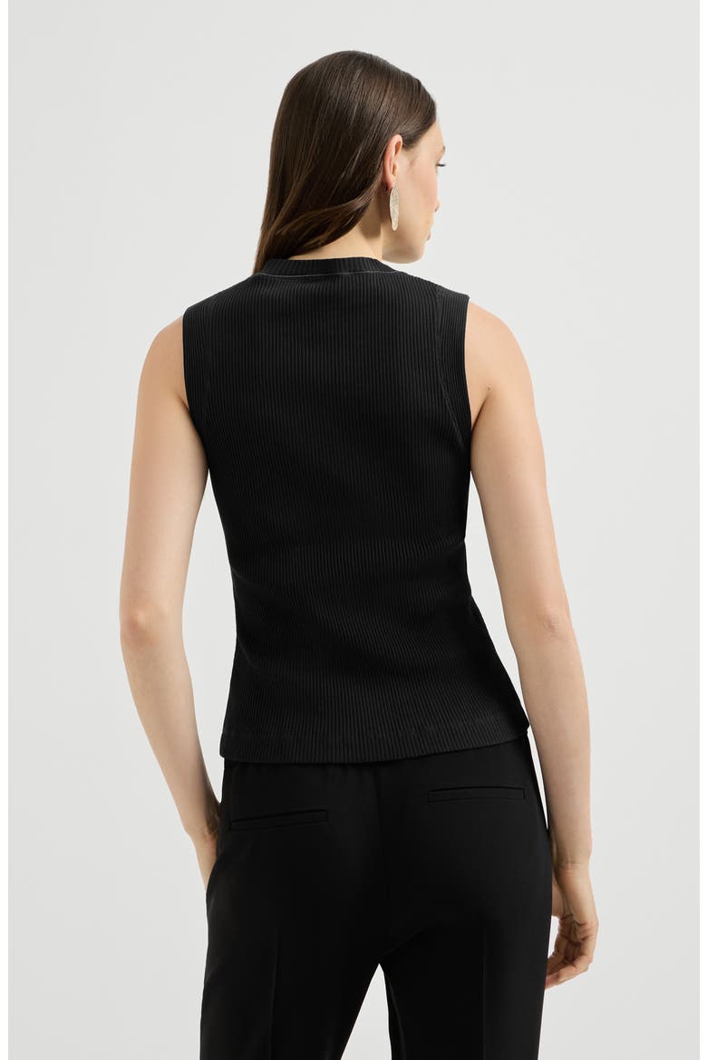 Cotton ribbed jersey top with monili, Alternate, color, Black