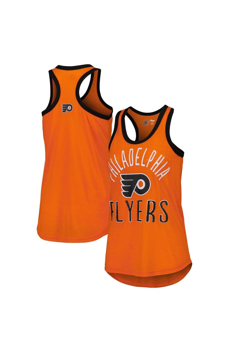 G-III 4HER BY CARL BANKS Women's G-III 4Her by Carl Banks Orange Philadelphia Flyers First Base Racerback Scoop Neck Tank Top, Main, color,