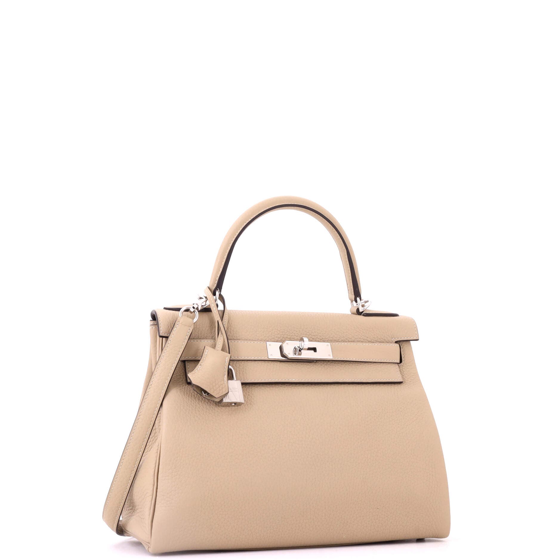 Kelly Handbag Light Clemence with Palladium Hardware 28, Alternate, color, White