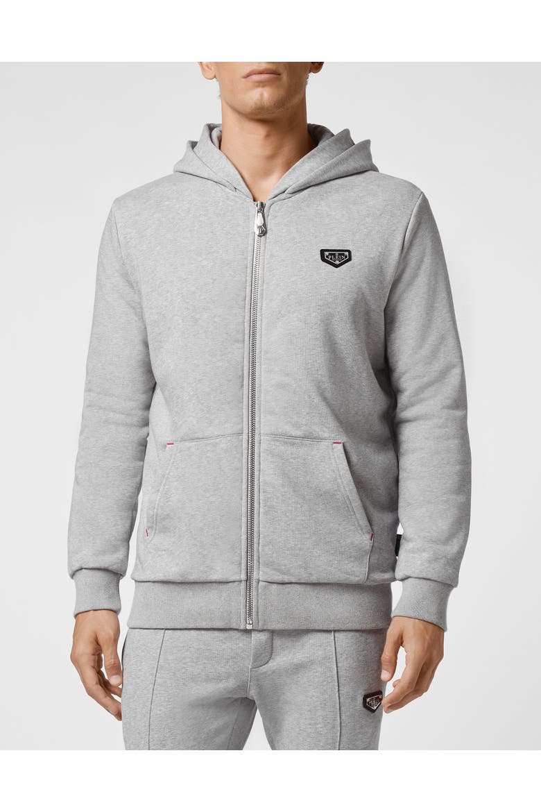 Hoodie Sweatjacket Iconic Plein Men, Main, color, grey