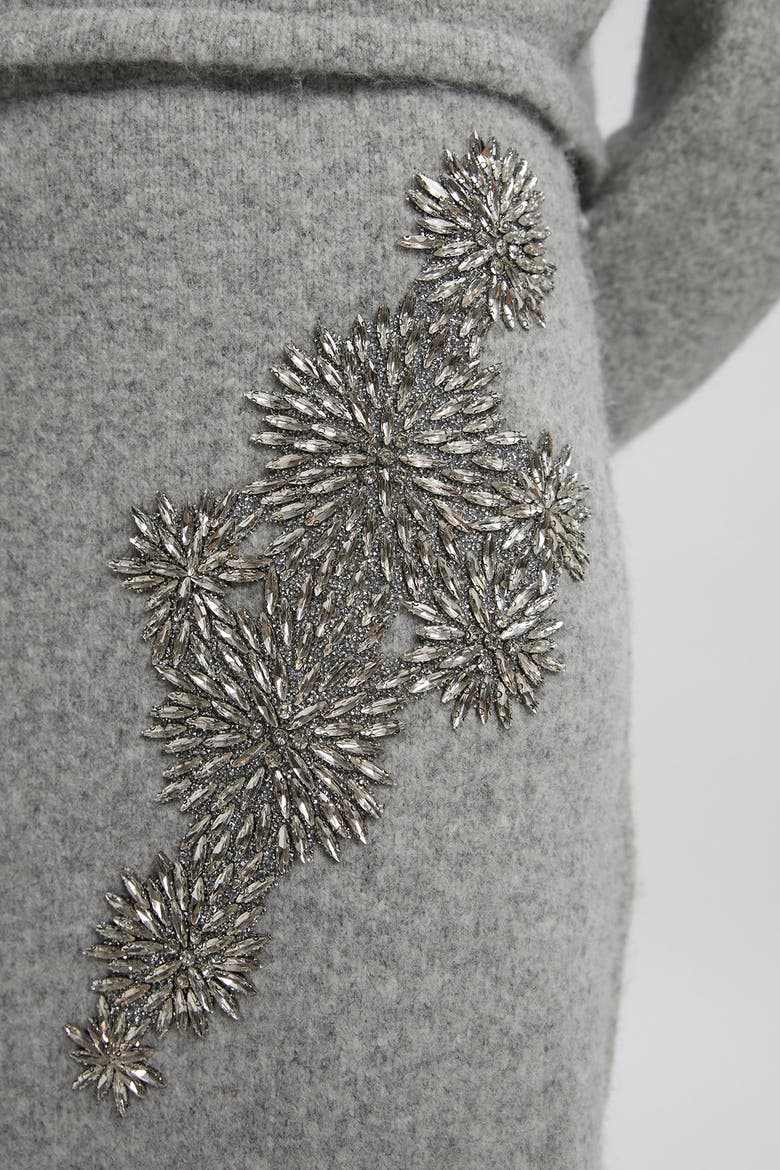 Wool Embellished Pencil Midi Skirt, Alternate, color, Grey