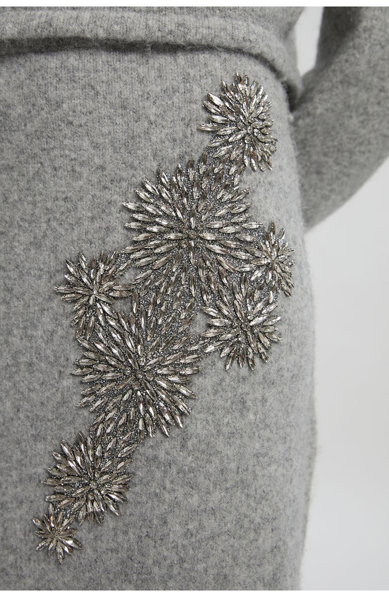 Karen Millen Wool Embellished Pencil Midi Skirt, Alternate, color, Grey