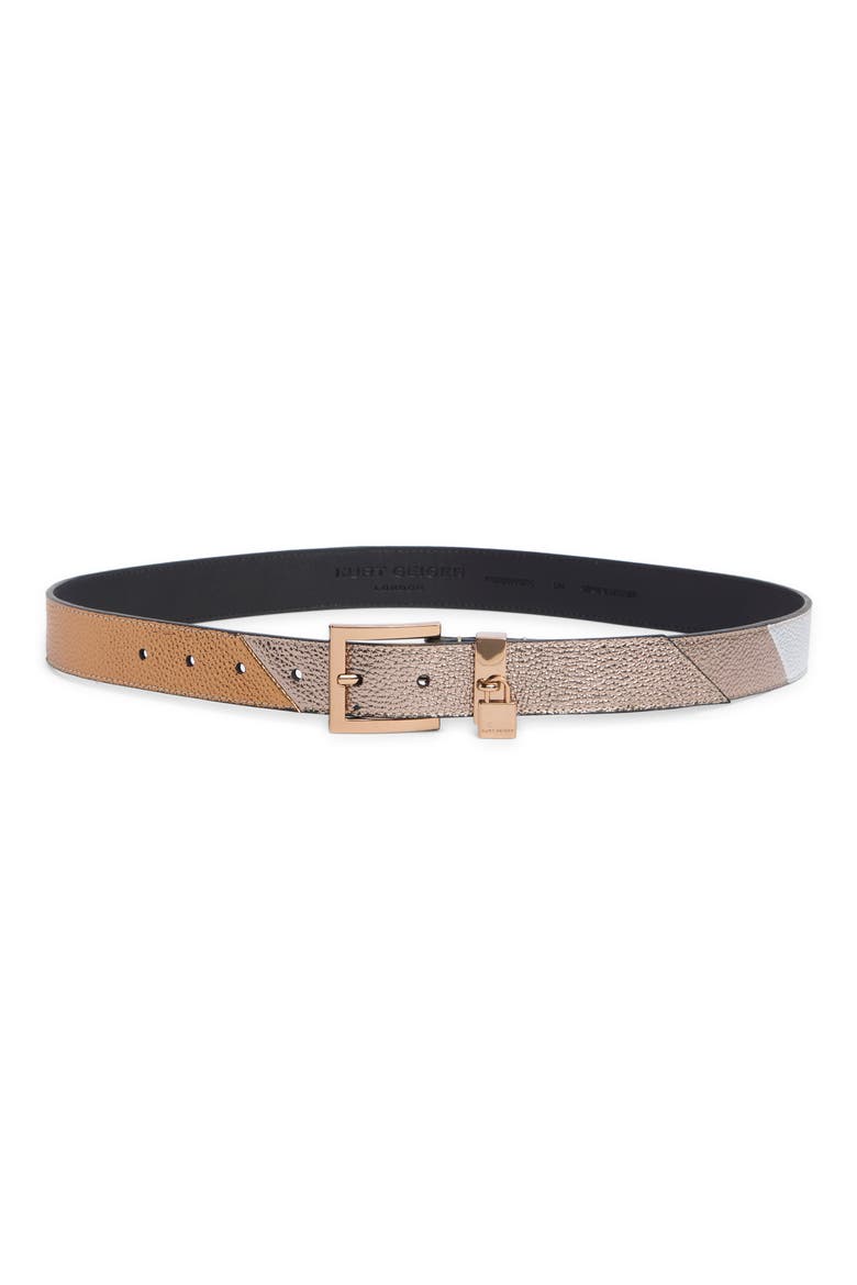 Metallic Patchwork Leather Belt, Main, color, NEUTRAL METALLIC / SHINY GOLD