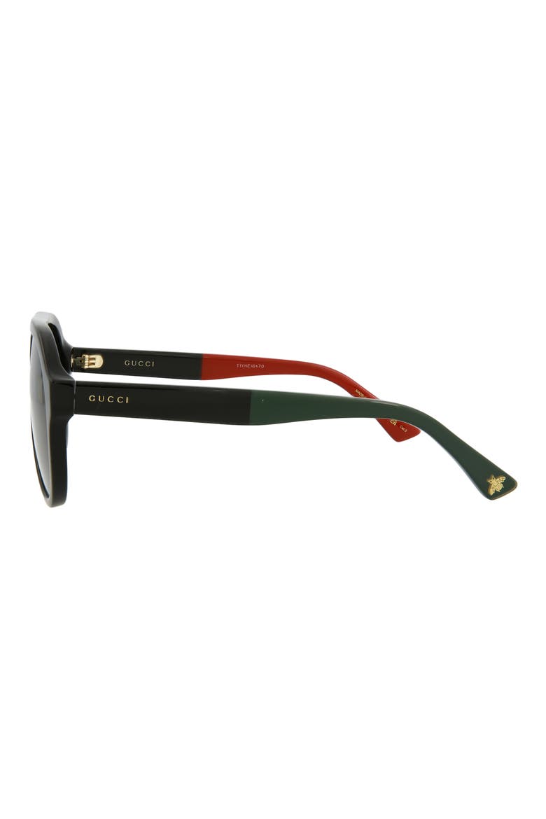 56mm Aviator Sunglasses, Alternate, color, BLACK BLACK/GRN