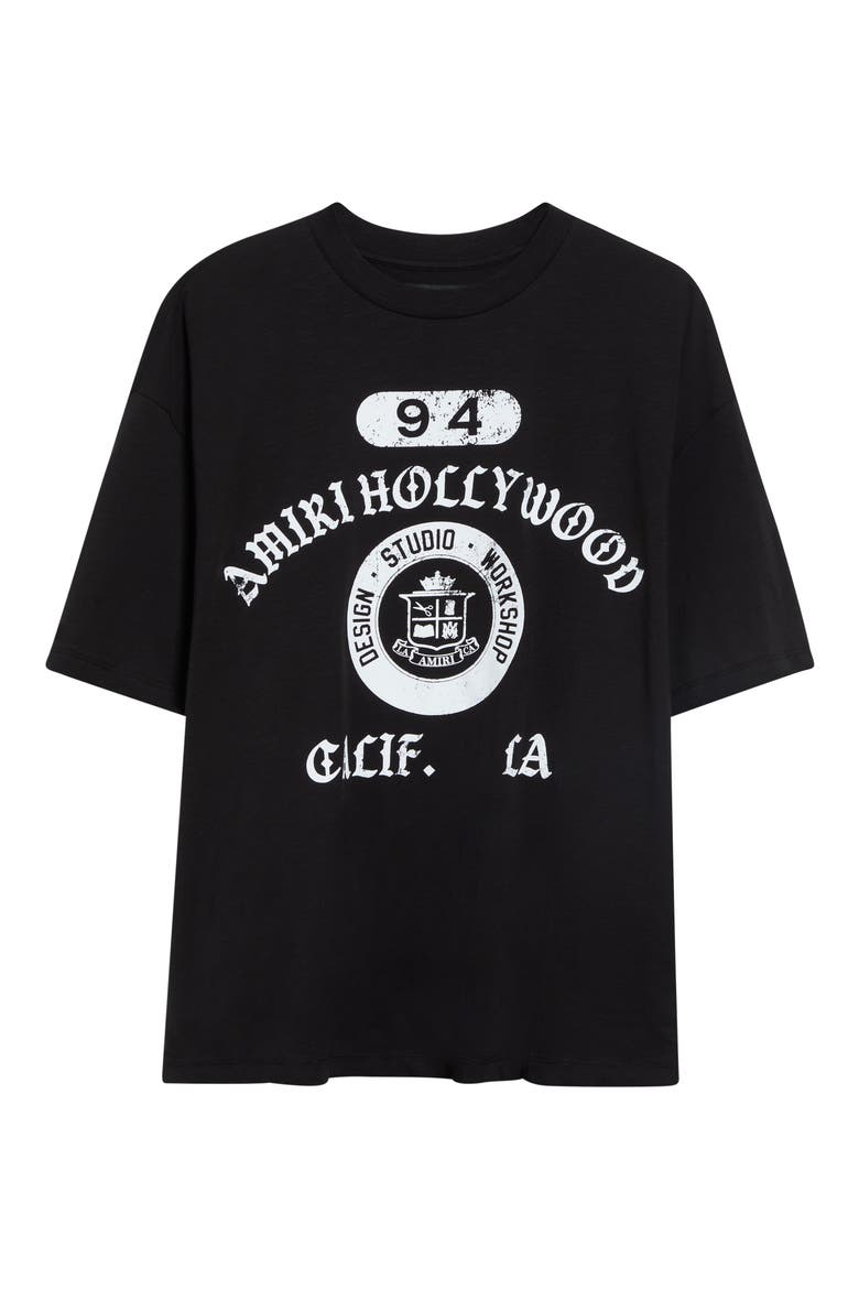 Collegiate Logo Boxy Fit Cotton Graphic T-Shirt, Main, color, BLACK