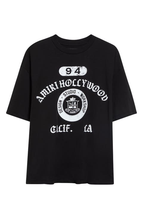 Collegiate Logo Boxy Fit Cotton Graphic T-Shirt
