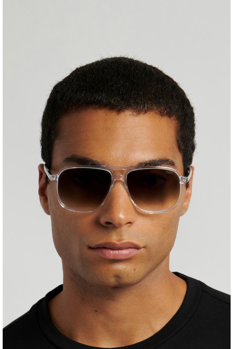 58mm Square Sunglasses, Alternate, color, CRYSTAL GREEN/ GREEN SHADED