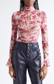 Cinq à Sept Lucy Trailing Hibiscus Mesh Top