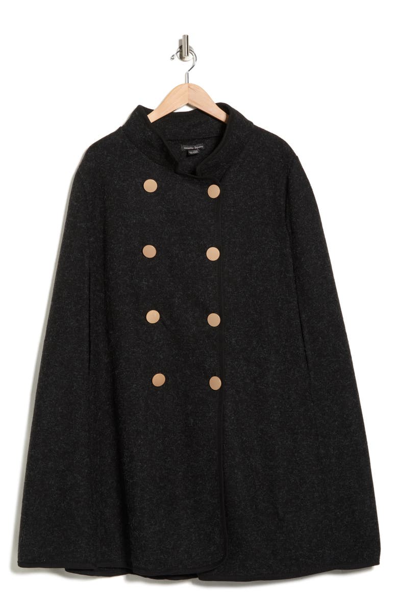 Nanette Lepore Double Breasted Ruana, Alternate, color, Black