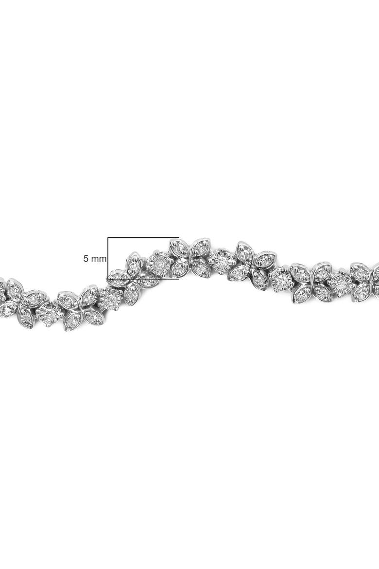 Silver 1/4 Cttw Diamond Marquise Shaped Link Adjustable Bolo Bracelet, Alternate, color, White