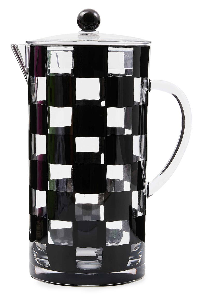 Black Check Acrylic Pitcher, Main, color, BLACK