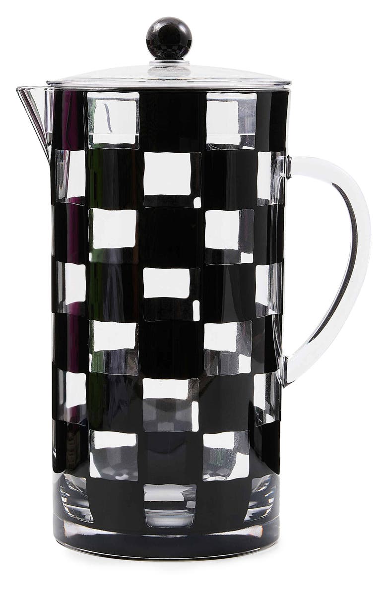 MACKENZIE CHILDS Black Check Acrylic Pitcher, Main, color, Black
