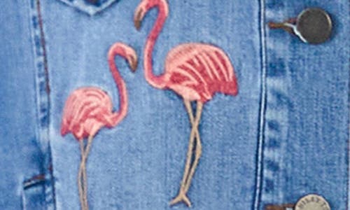 Billy T Flamingo Embroidery Denim Trucker Jacket In Multi