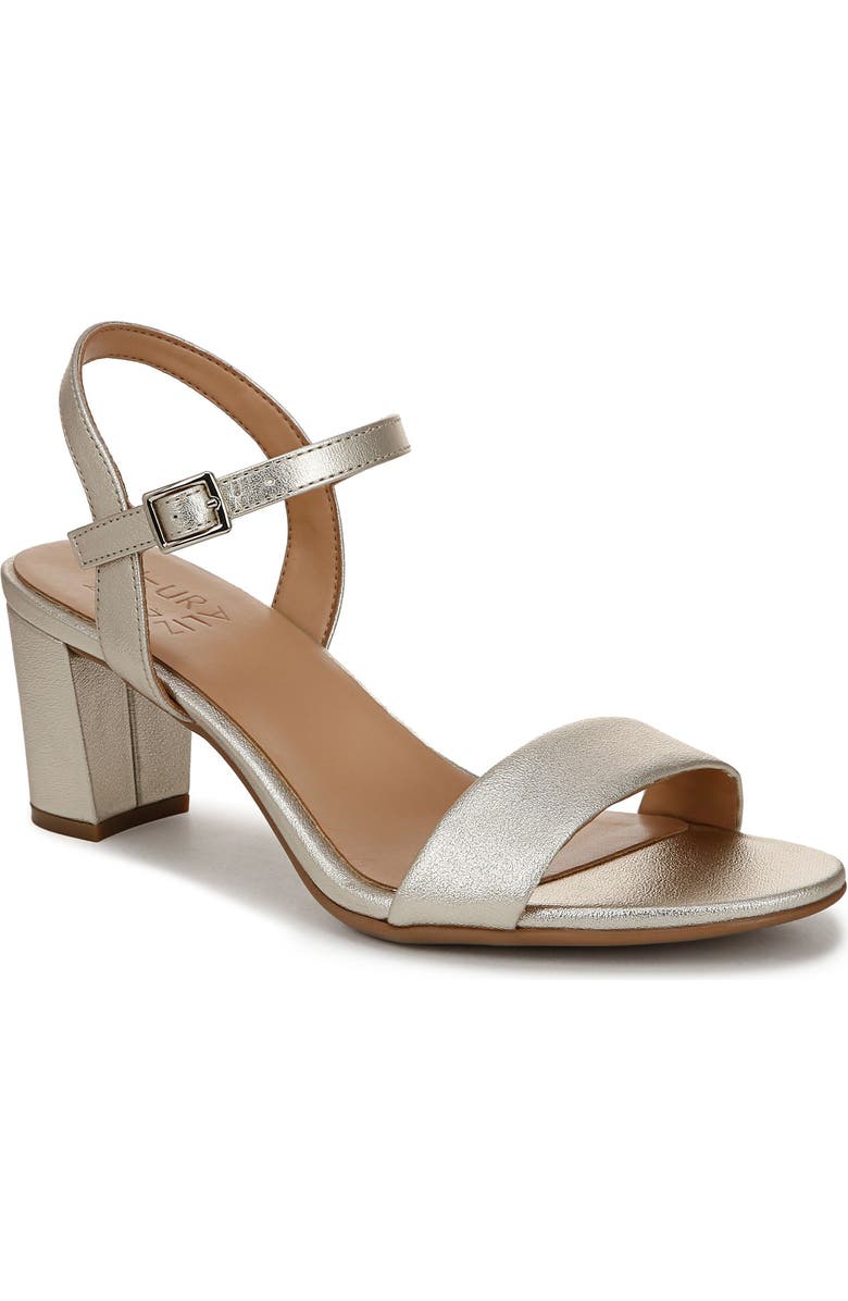 Naturalizer Bristol Block Heel Ankle Strap Sandal, Main, color, Champagne Gold Faux Leather
