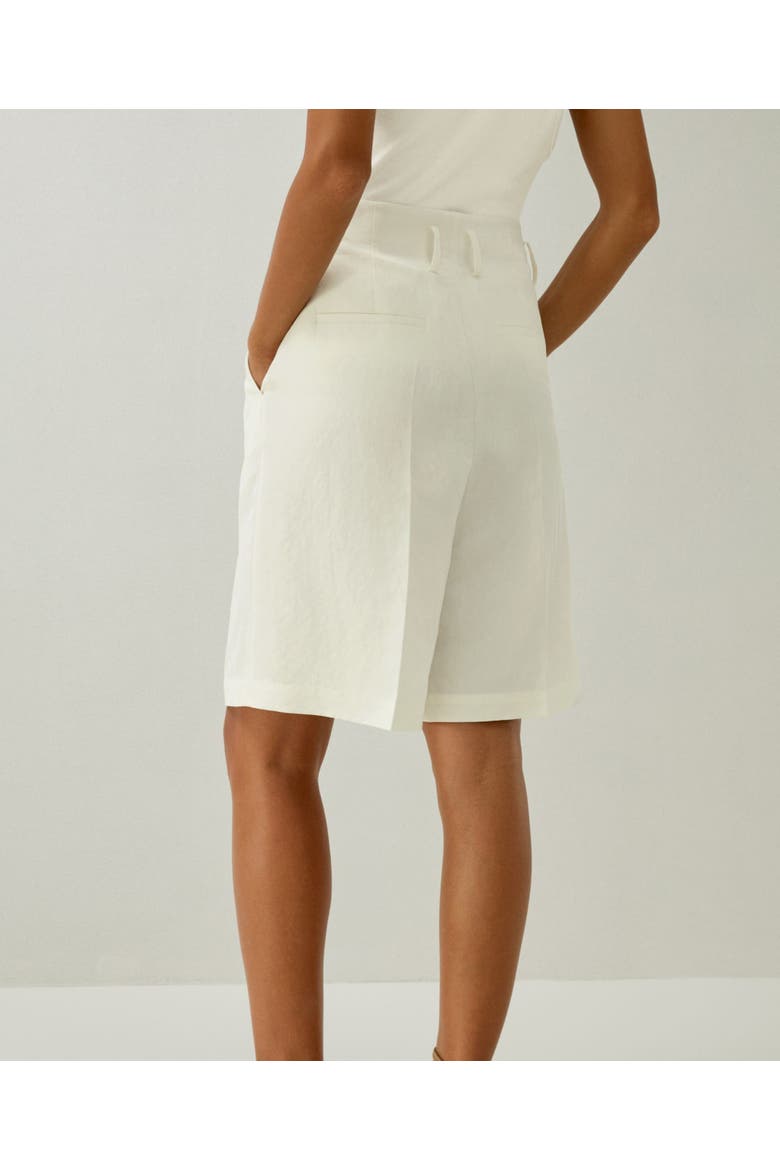Women's Chic Silk-Linen Blend Bermuda Shorts, Alternate, color, White
