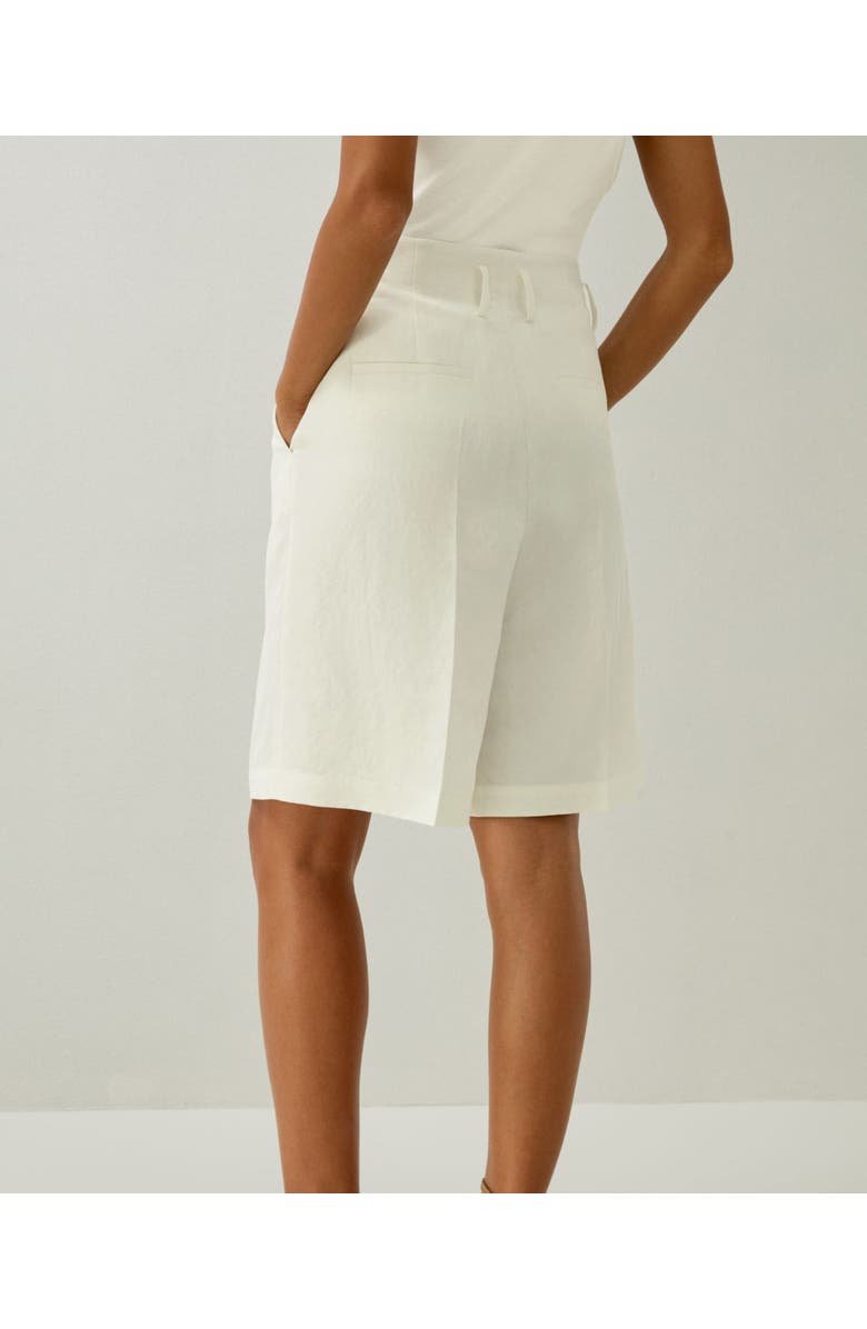Lilysilk Women's Chic Silk-Linen Blend Bermuda Shorts, Alternate, color, White
