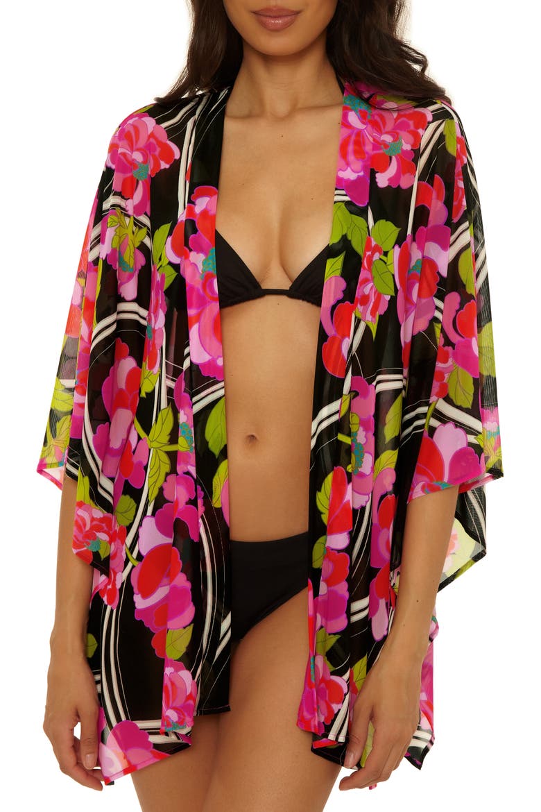 Bougainvillea Floral Print Cover-Up Tunic, Main, color, MULTI