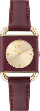 Furla Heritage Square Leather Strap Watch, 28mm