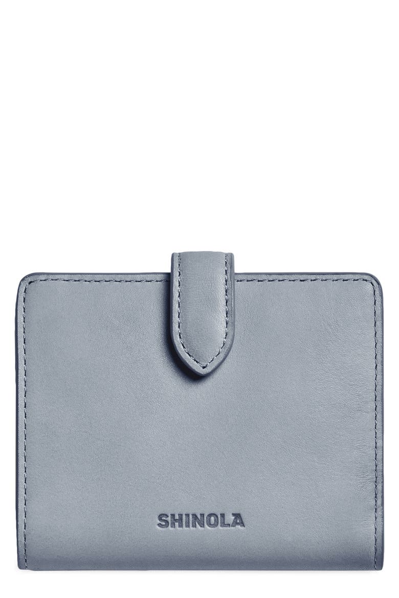 Small Leather Bifold Snap Wallet, Main, color, MIST