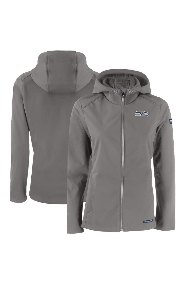 Cutter & Buck Women's Cutter & Buck Gray Seattle Seahawks Evoke Eco Softshell Recycled Full-Zip Hooded Jacket, Main, color, 