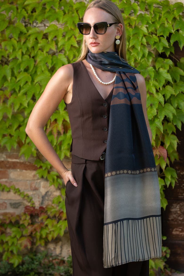 Atri - Large Silk Scarf, Alternate, color, Plum