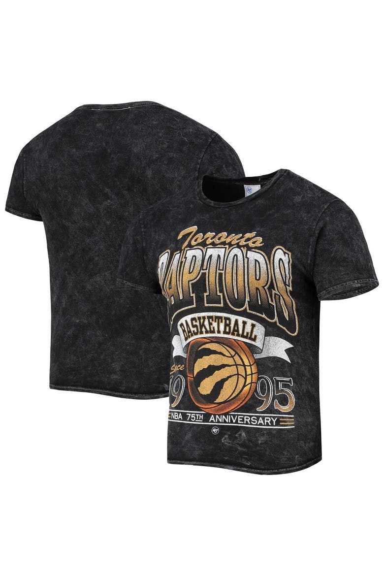 Men's '47 Black Toronto Raptors 75th Anniversary City Edition Mineral Wash Vintage Tubular T-Shirt, Main, color, Black