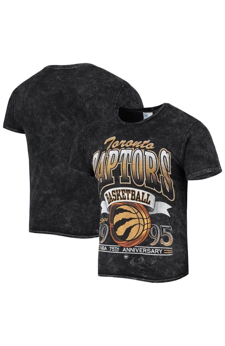 '47 Men's '47 Black Toronto Raptors 75th Anniversary City Edition Mineral Wash Vintage Tubular T-Shirt, Main, color, 