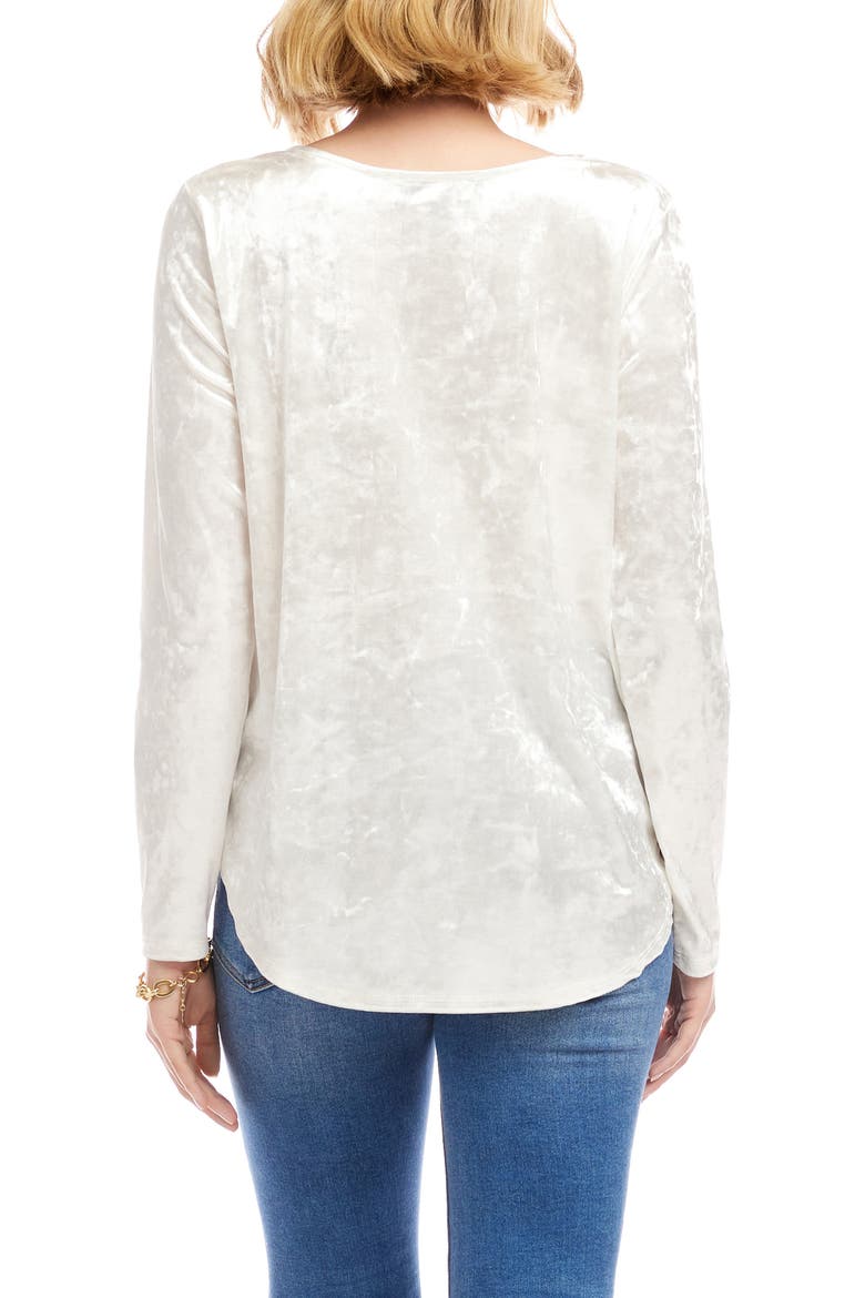 Crushed Velvet Top Shirttail Top, Alternate, color, OFF WHITE