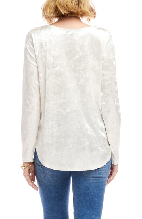 Karen Kane Crushed Velvet Top Shirttail Top In White